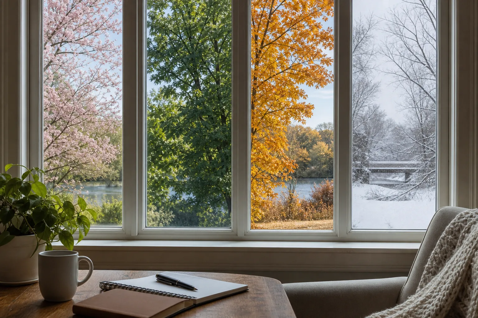 Editorial illustration of Why ADHD may feel different across seasons in Massachusetts