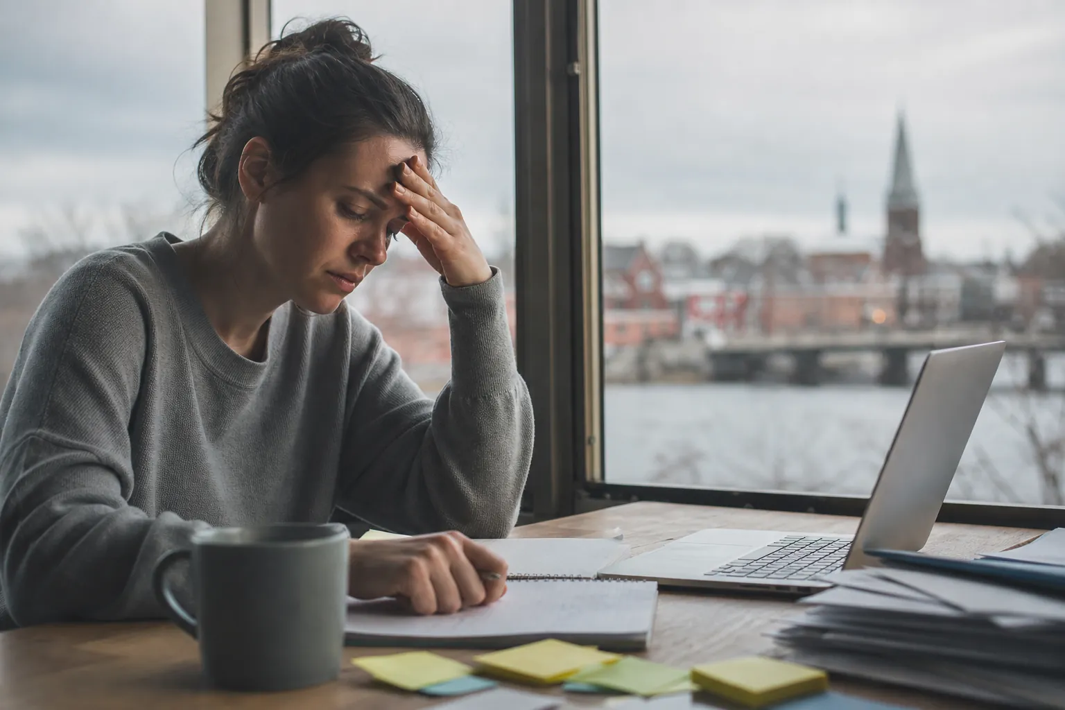 Editorial illustration of How chronic stress can disrupt thinking in Massachusetts