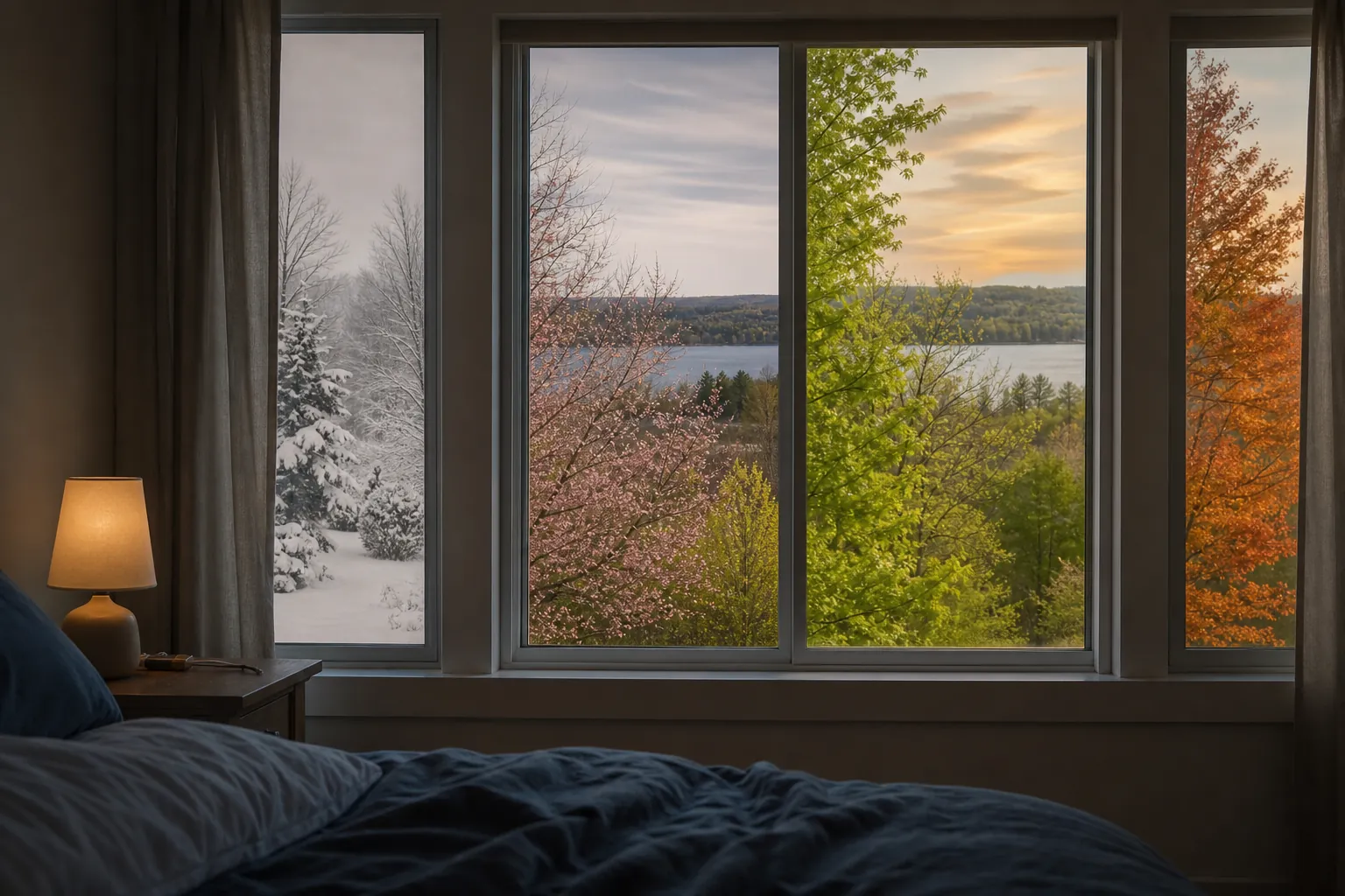 Why sleep may feel different across seasons in Massachusetts Editorial illustration of Why sleep may feel different across seasons in Massachusetts