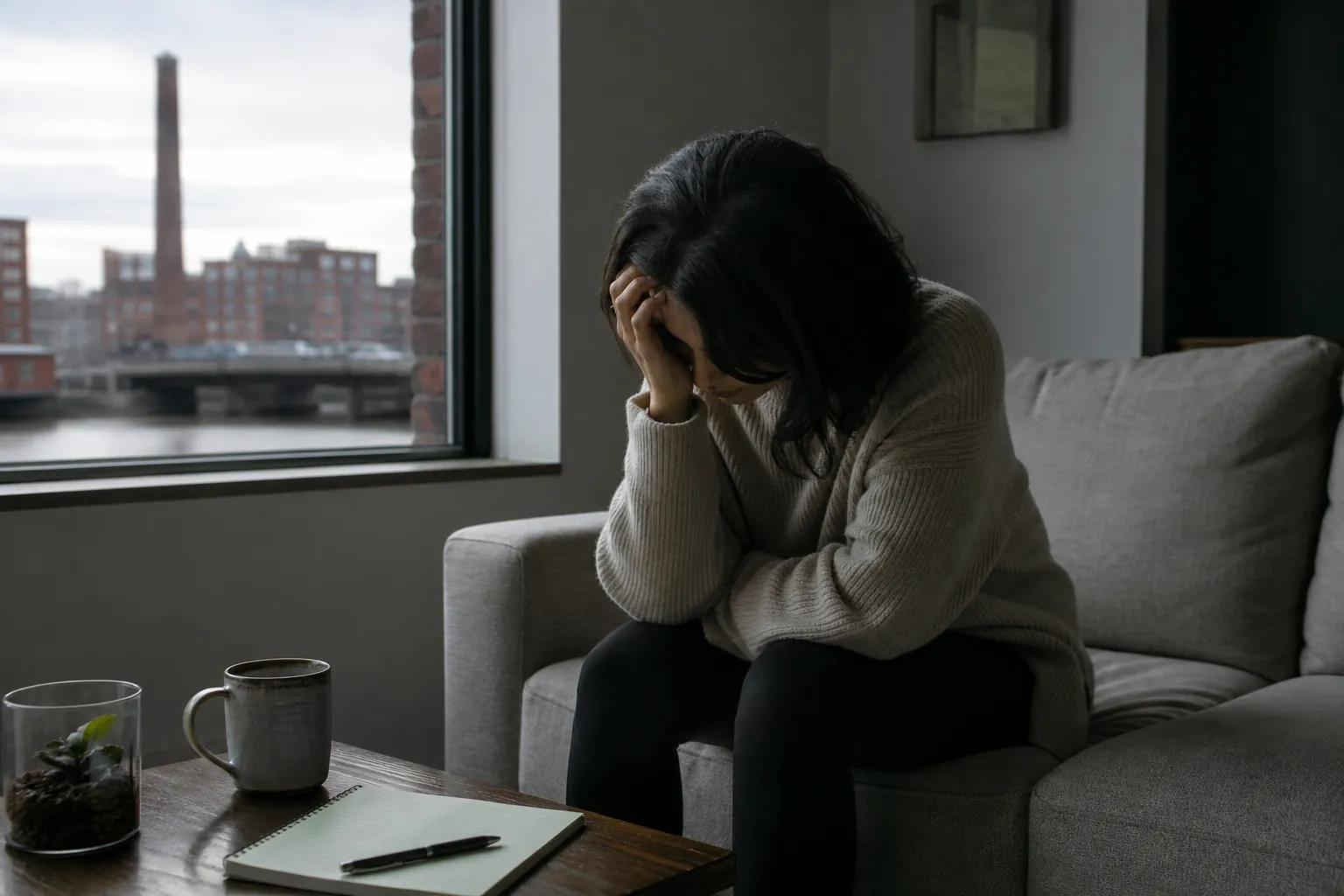 Editorial illustration of Recognizing when depression may need attention in Massachusetts
