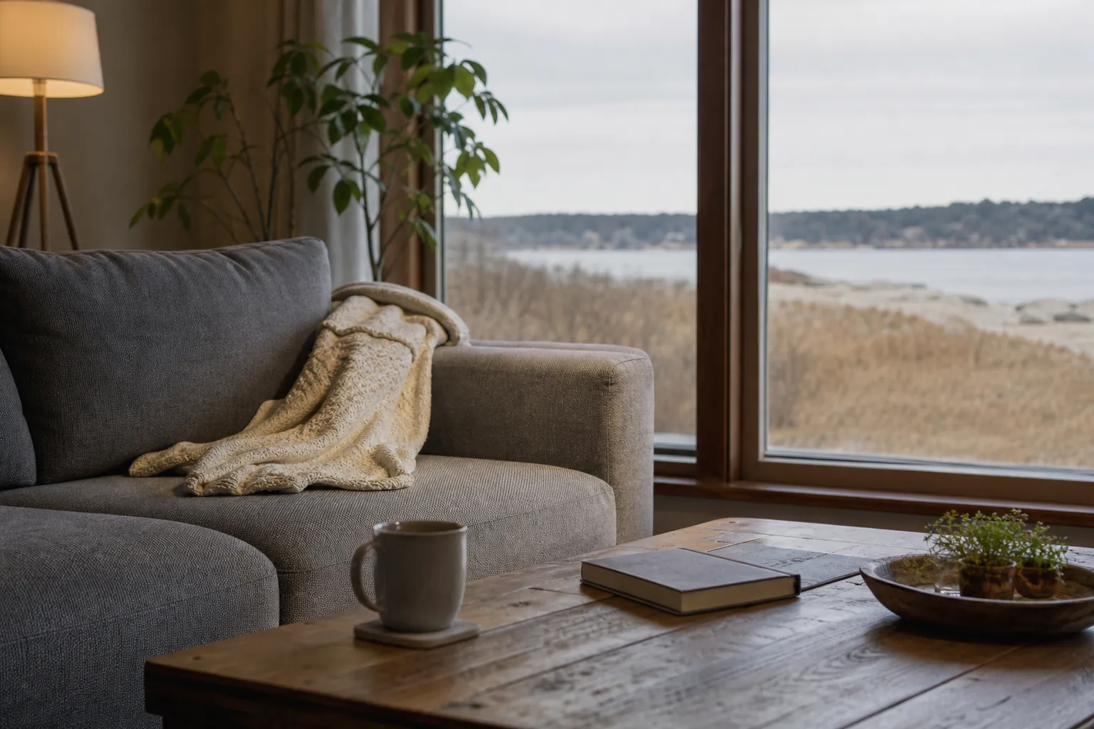 Armchair and book beside a window Armchair and book beside a window