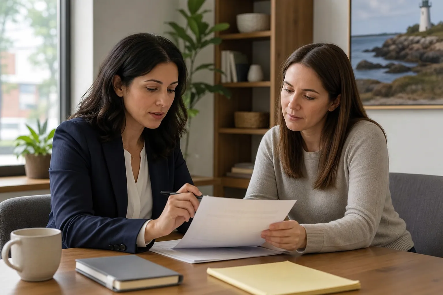 Two women reviewing a document Two women reviewing a document