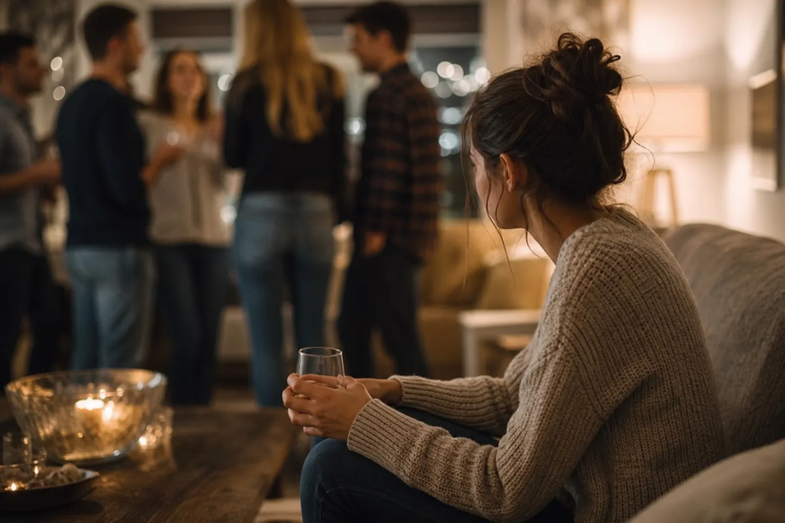 Editorial illustration of Why someone may drink in social situations in Massachusetts