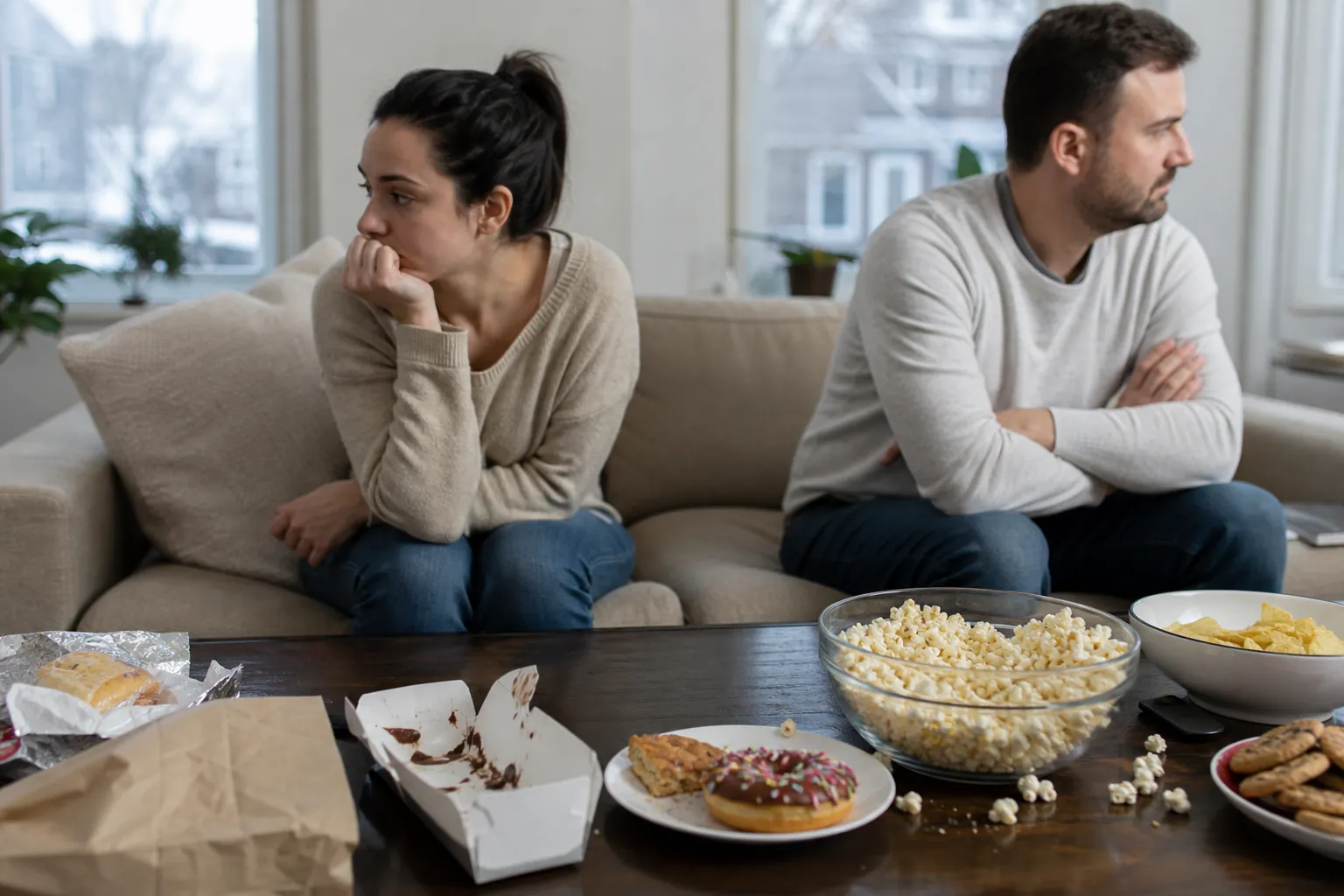 Why binge eating can become a relationship issue in Massachusetts Editorial illustration of Why binge eating can become a relationship issue in Massachusetts