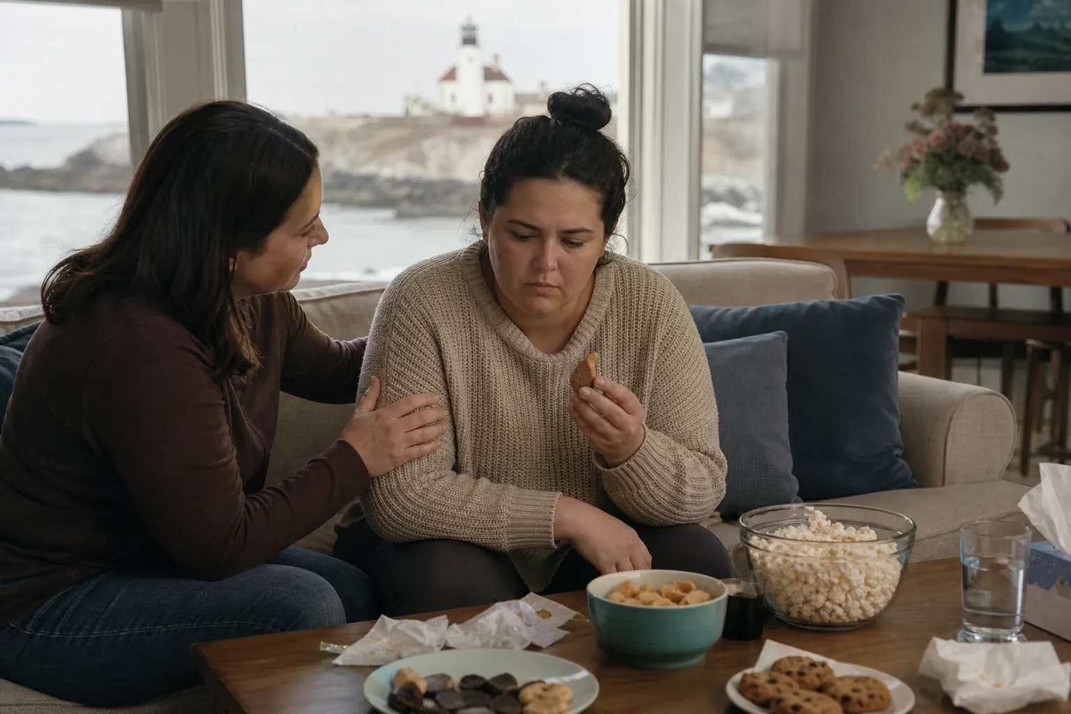 Editorial illustration of Understand what binge eating can involve in Massachusetts