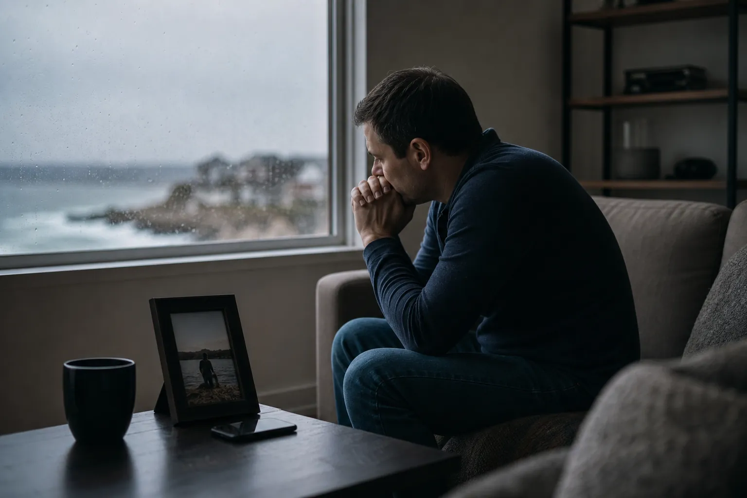 Editorial illustration of Why grief in men may be easy to miss in Massachusetts