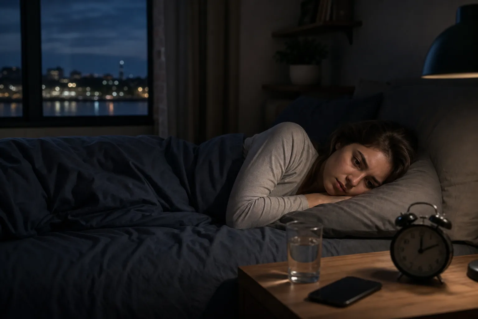 Editorial illustration of Why social anxiety may interfere with sleep in Massachusetts