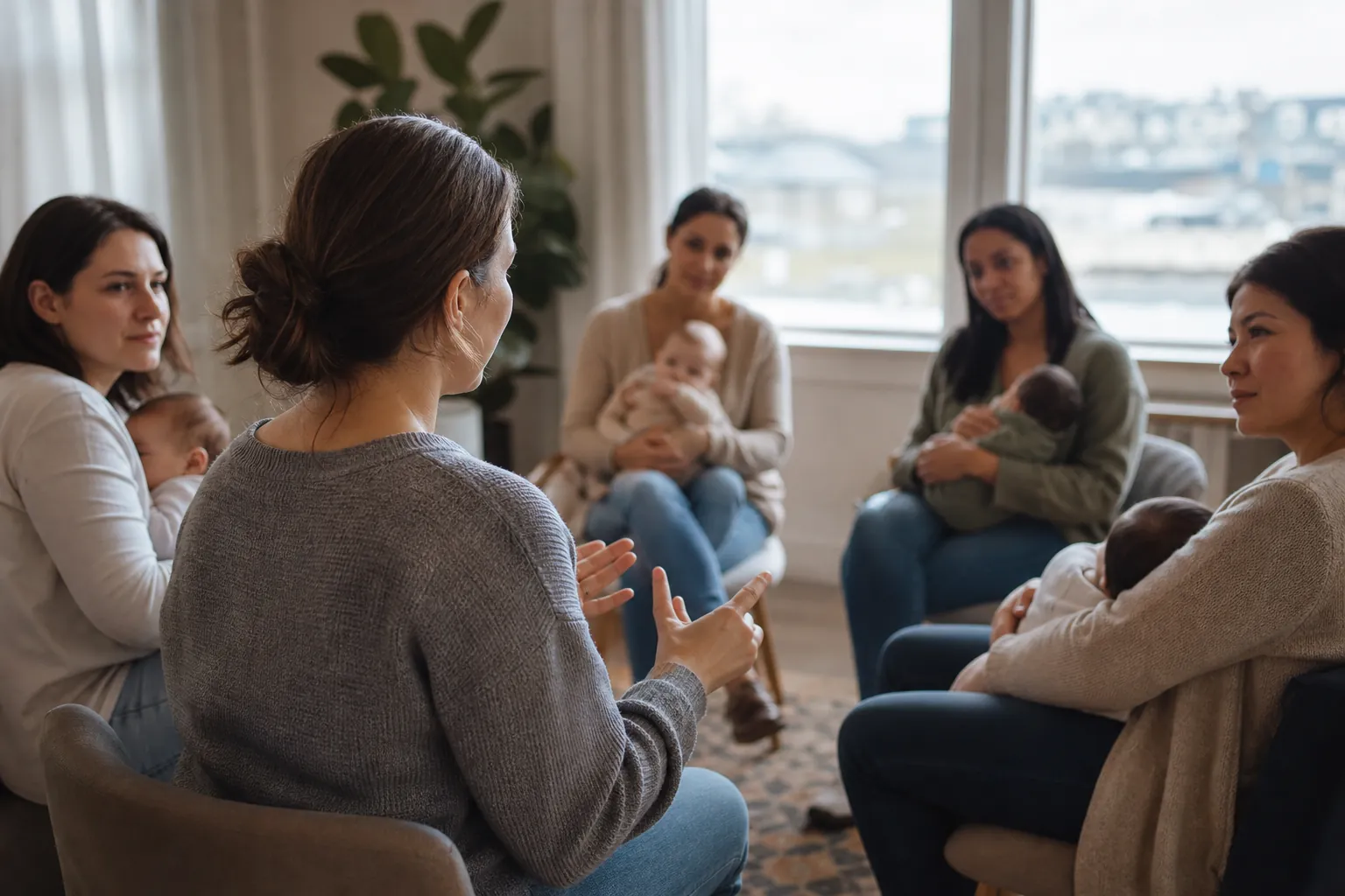 Editorial illustration of Why connection can matter after childbirth in Massachusetts