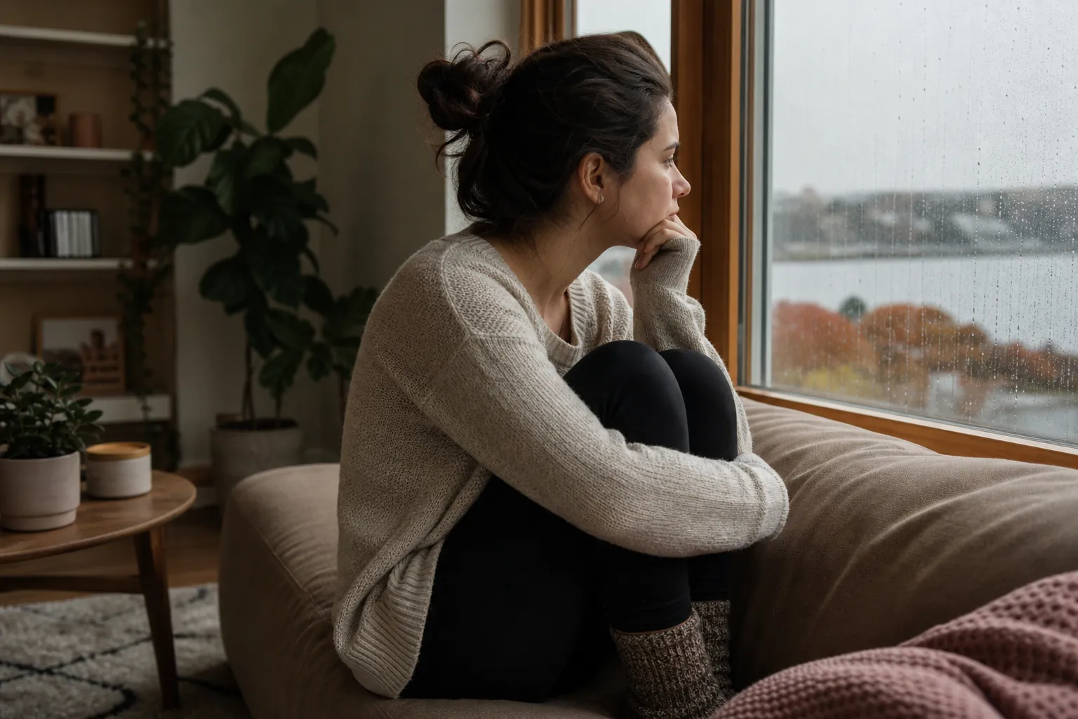 Editorial illustration of What generalized anxiety can look like in Massachusetts