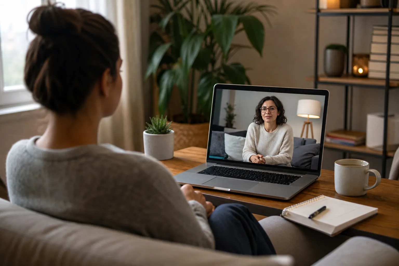 Editorial illustration of What virtual mental health care involves in Massachusetts