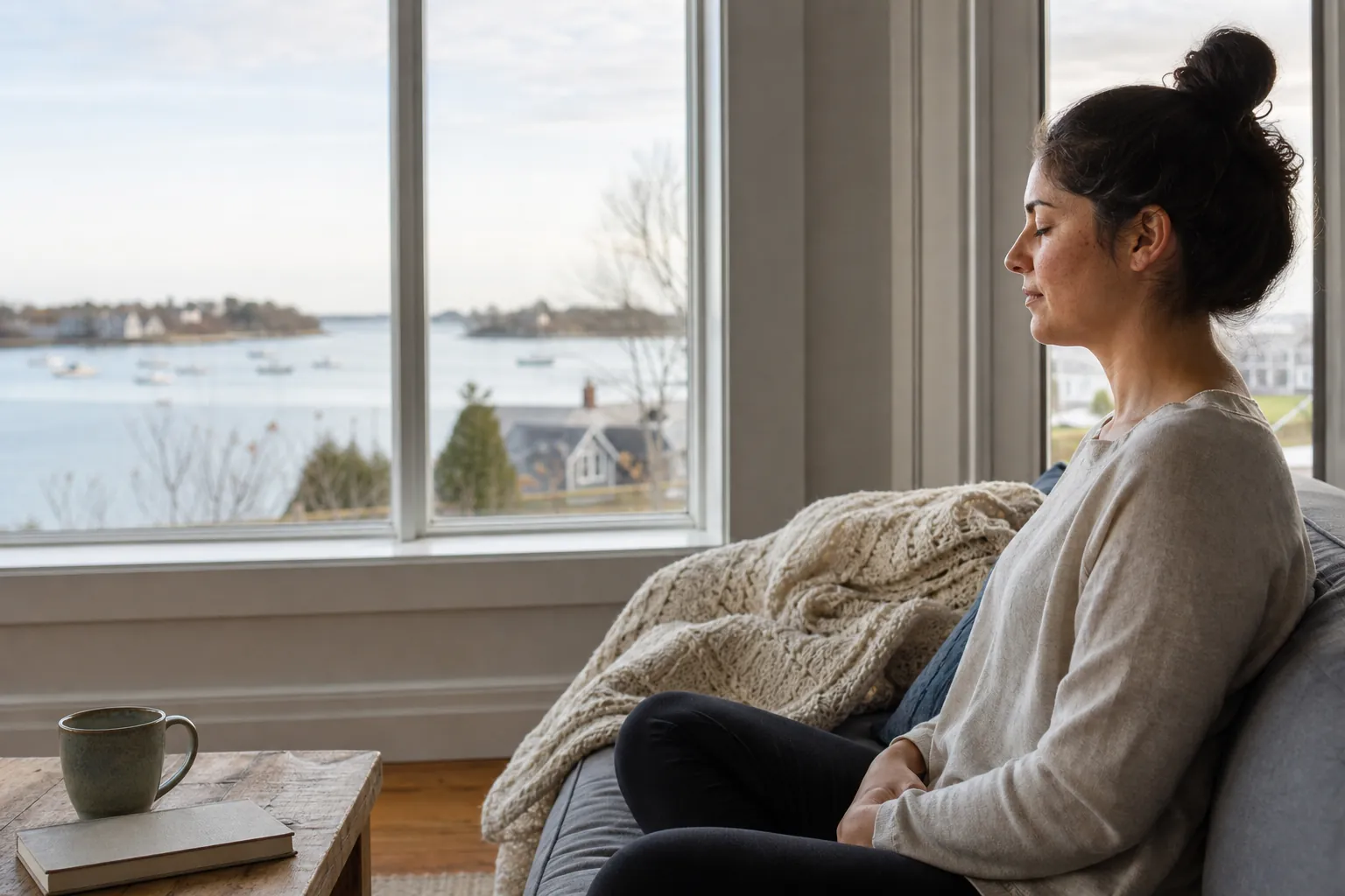 Editorial illustration of What mindfulness means in depression care in Massachusetts