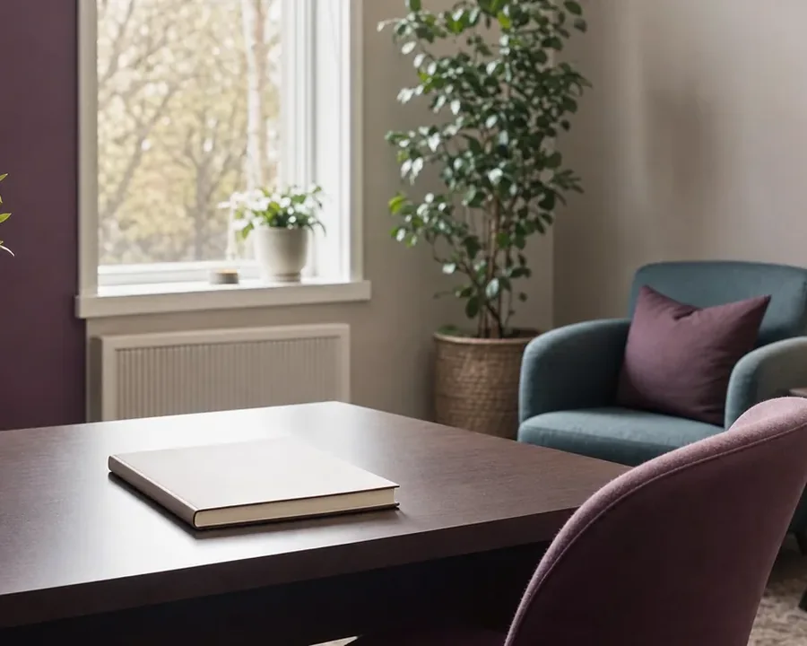 Illustrative closed notebook on an uncluttered desk